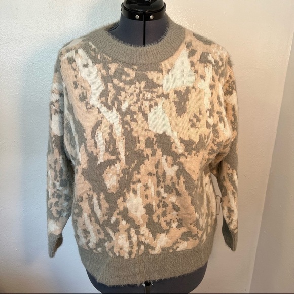 FRNCH Paris Abstract Sweater Crewneck Gray Pink - Picture 3 of 10